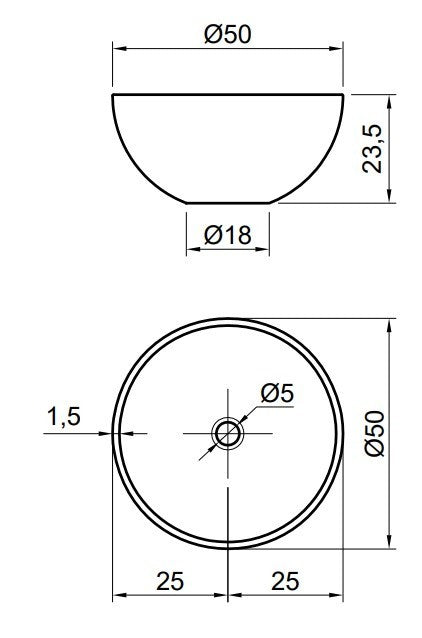 Antonio Lupi Urnamood ciotola 50 cm Da Appoggio In Flumood, vista laterale del profilo e della forma - Antonio Lupi Design
