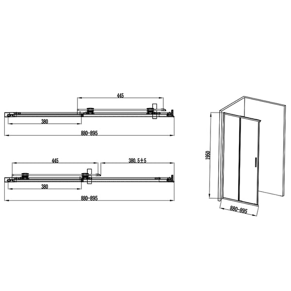 Box doccia 70x90 Rio doppio scorrevole vetro 6 mm trasparente H 195 nero