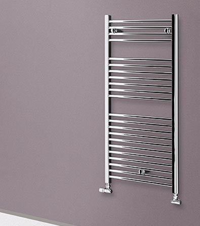 Lazzarini Sanremo 1110x500 scaldasalviette ad acqua 353 w Cromato, vista laterale che mostra profilo e dimensioni