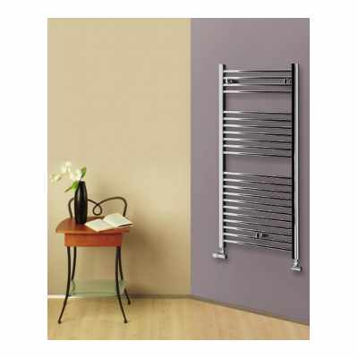 Lazzarini Sanremo 1110x500 scaldasalviette ad acqua 353 w Cromato, dettaglio del pannello comandi e della bocca di carico