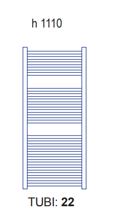Schema tecnico di installazione di Lazzarini Sanremo 1110x500 scaldasalviette ad acqua 353 w Cromato con canna fumaria