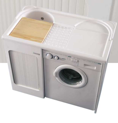 Colavene Lavacril mobile lavatoio per lavatrice a destra 106x60 con serrandina a scomparsa in abs metacrilato bianco