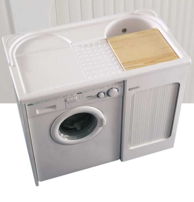 Colavene Lavacril mobile lavatoio per lavatrice a sinistra 106x60 con serrandina a scomparsa in abs metacrilato bianco
