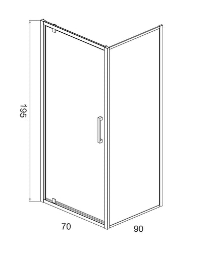 Box doccia 90x70 Marsiglia un anta battente reversibile trasparente H 195 cromo