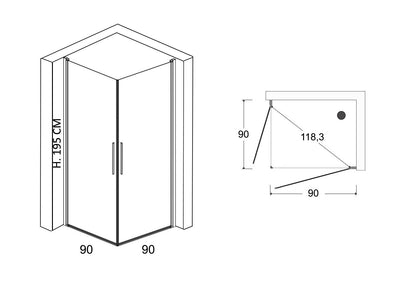 Box doccia 90x90 doppio battente vetro temperato 6 mm 195 H cromo Linje