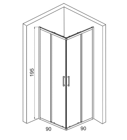 Box doccia 90x90 ante scorrevoli reversibile vetro temperato trasparente H 195 profilo cromo Marsiglia