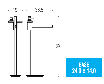 Colombo Units B9111 Piantana portasciugamani con dispenser sapone liquido e bicchiere portaspazzolini in Vetro Acidato cromo