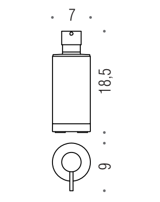 Colombo design Nordic Dispenser sapone liquido da Appoggio Cromo Bianco Opaco, vista laterale del profilo a muro