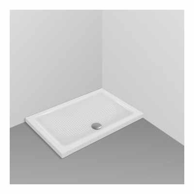 Piatto Doccia 90x70x6 antiscivolo Foro Di Scarico 90 in visto dall'alto con superficie e piletta di scarico