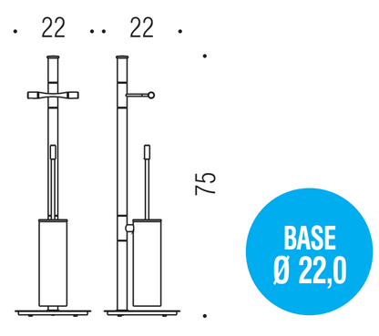 Colombo Isole B9407 Piantana Porta Rototolo e Porta Scopino in ottone Cromo