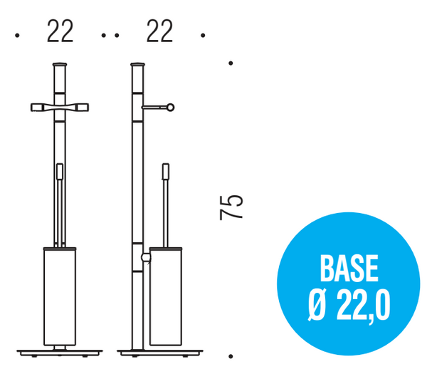Colombo Isole B9407 Piantana Porta Rototolo e Porta Scopino in ottone Cromo