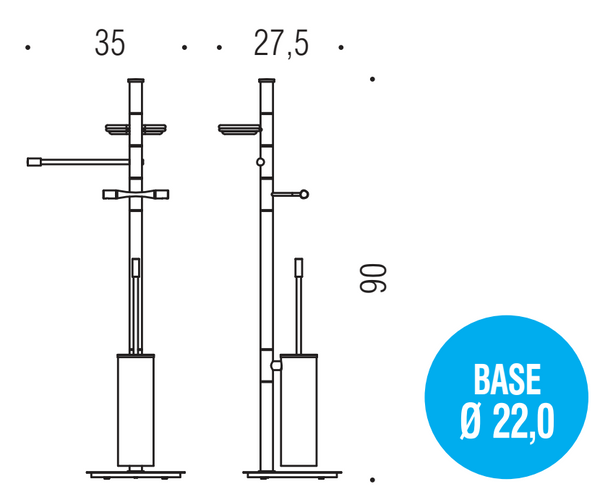 Colombo Isole B9413 Piantana portasciugamani con portsapone portarotolo e portascopino in ottone cromo