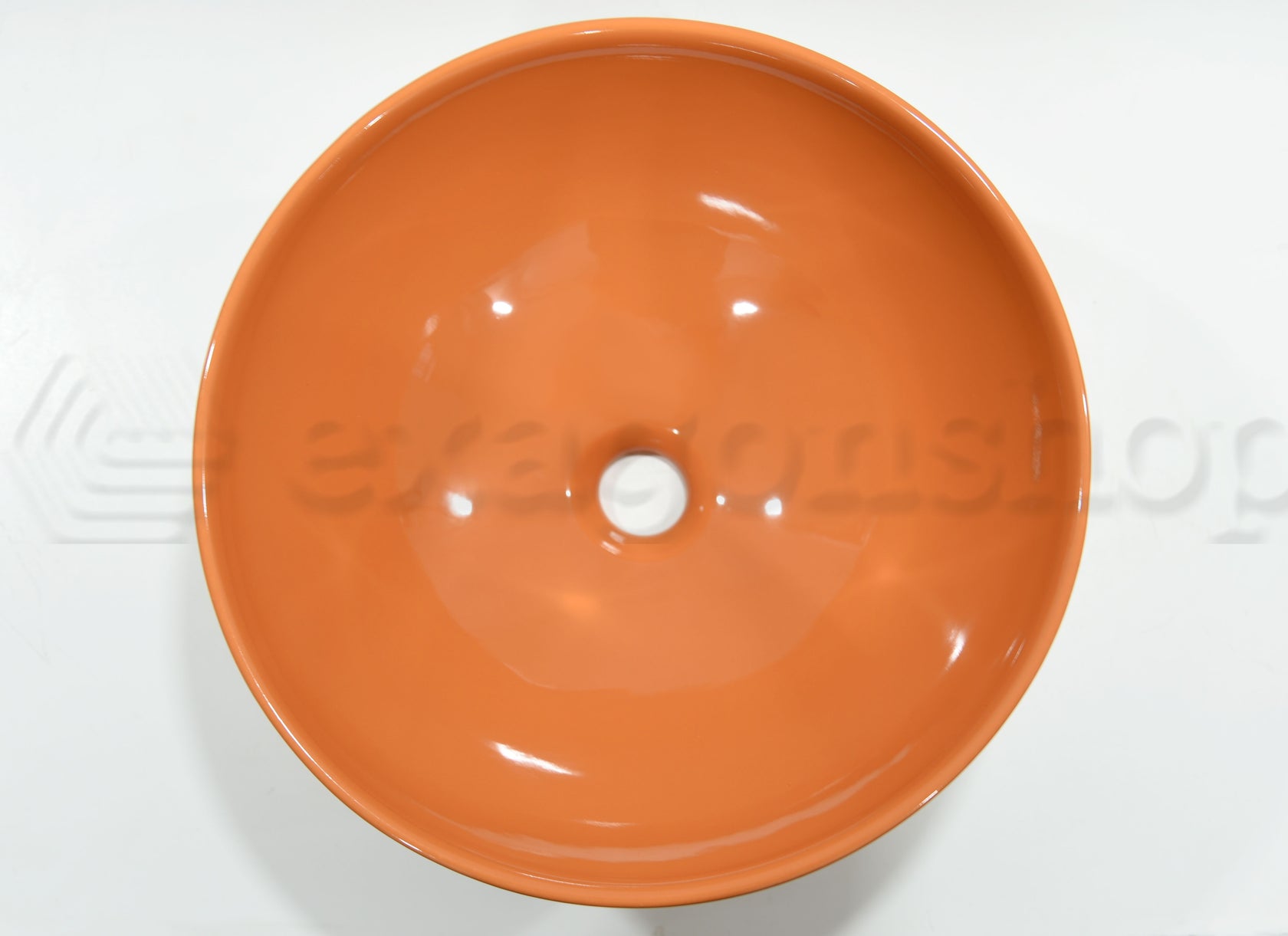 Nic Flavia ciotola lavabo 38 cm per mobile top seconda visto dall'alto con scarico e interno visibili - Nic Design