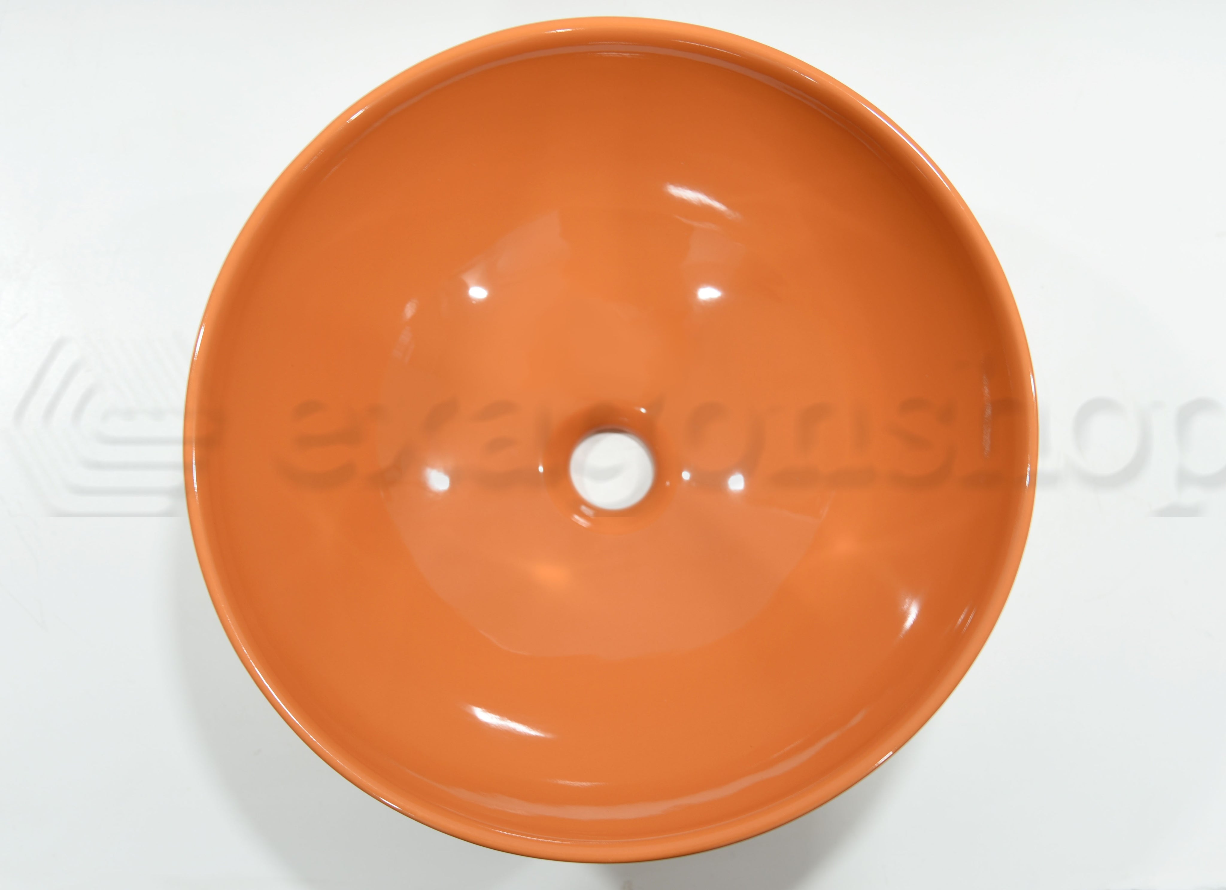 Nic Flavia ciotola lavabo 38 cm per mobile top seconda visto dall'alto con scarico e interno visibili - Nic Design