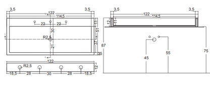 Cool Lavabo 120x51 Bianco Lucido
