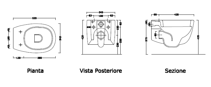 Vaso Sospeso 52x34 Bianco Matt Milk Nic, vista laterale del profilo e della forma - Nic Design