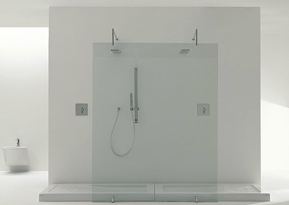 Piatto Doccia 80x120 in ceramica Bianco Lucido H 9 cm For ambientato in box doccia con pareti in vetro - Nic Design