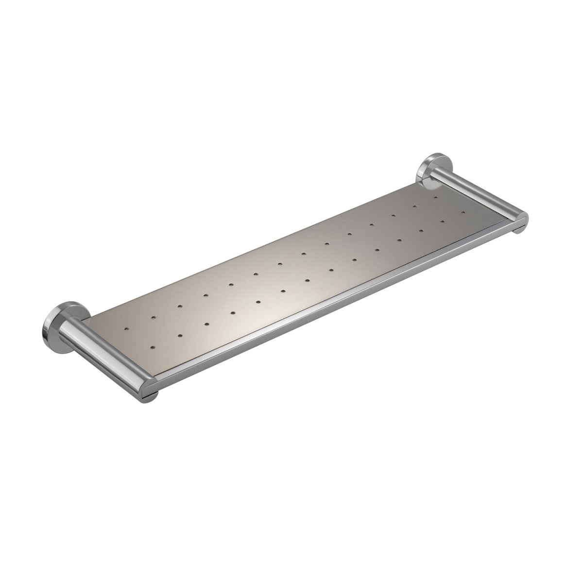 Mensola bagno 43 cm in inox cromo Architect Cosmic in acciaio inox installato in bagno moderno con ante in vetro...