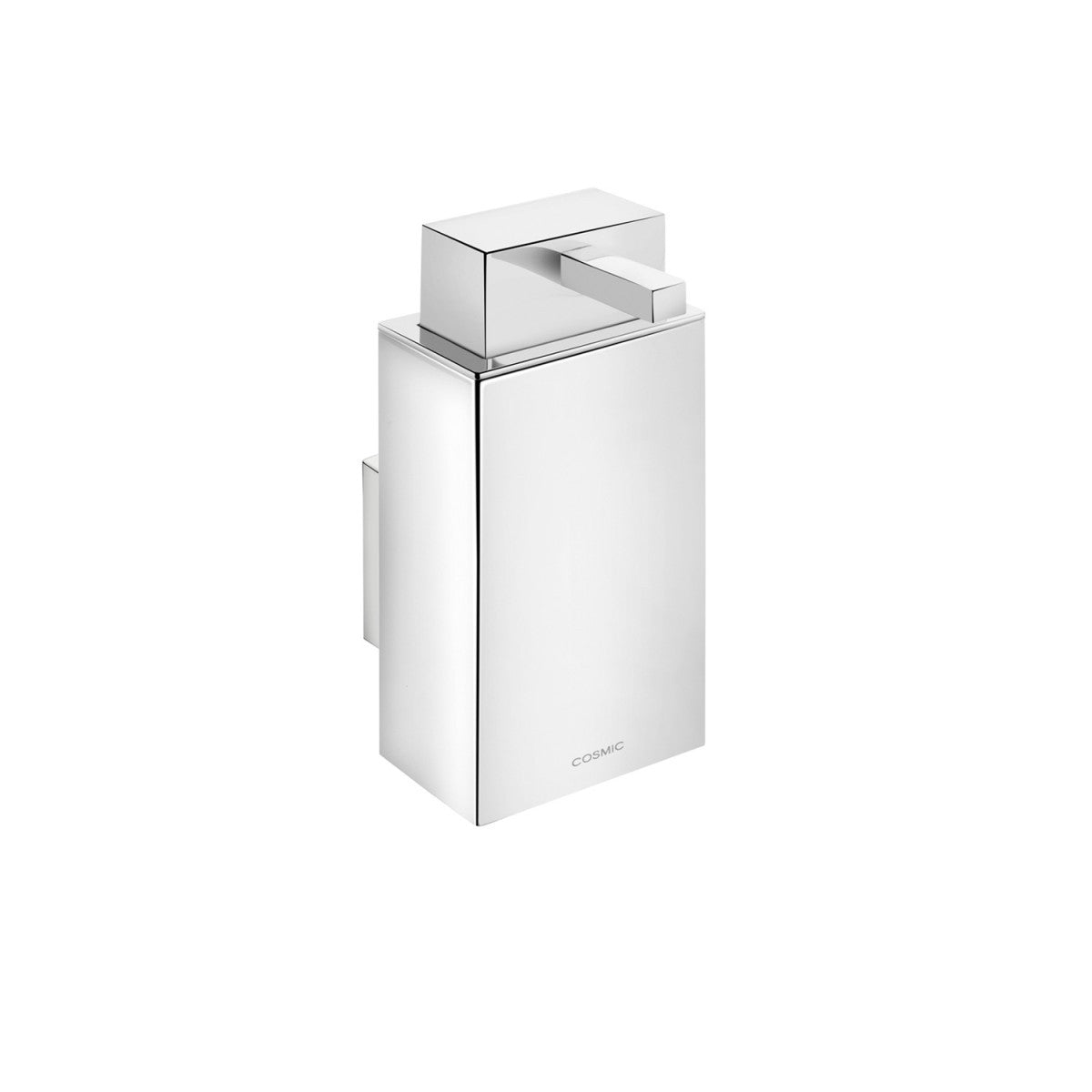 Dispenser sapone liquido a muro cromo Bathlifea Cosmic, dettaglio ravvicinato del materiale e dell'aggancio - Industrias...