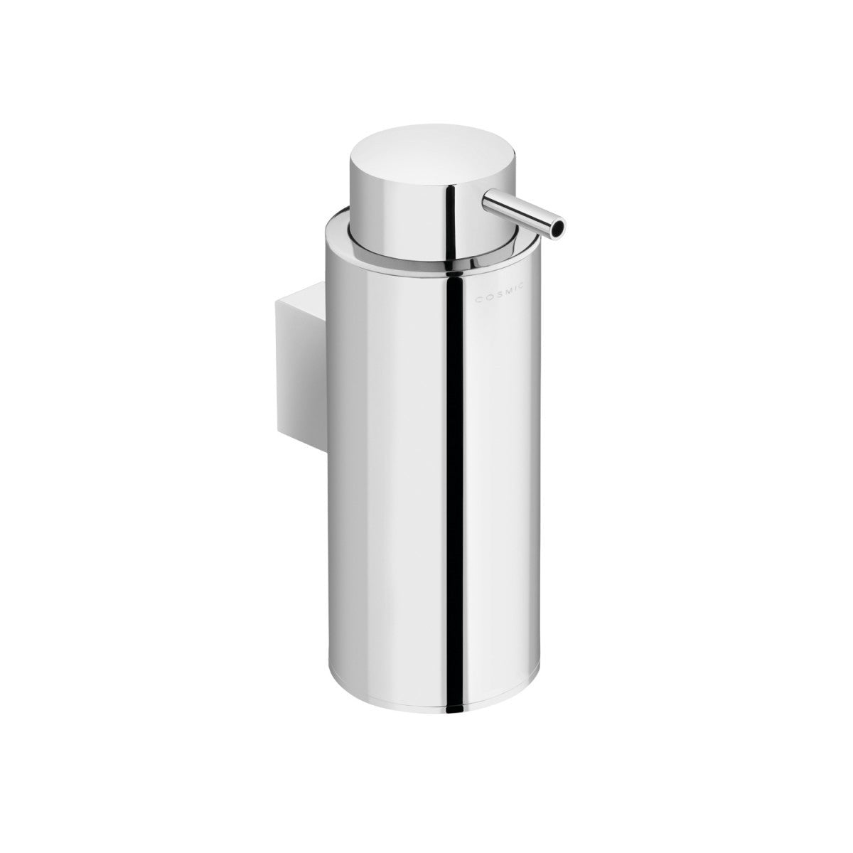 Dispenser Porta Sapone liquido a muro Cromo Cosmic Project, dettaglio ravvicinato del materiale e dell'aggancio...