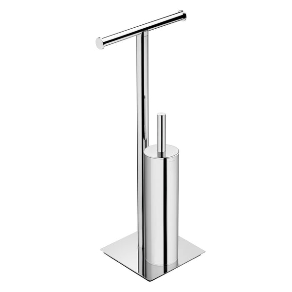 Piantana portarotolo doppio con portascopino wc a pavimento Cromo Project