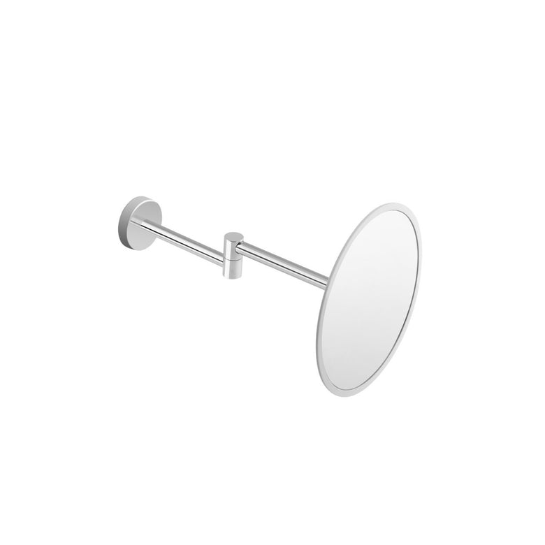 Specchio Ingranditore 24 cm a Muro cromo Bianco Project con lavabo e rubinetteria, vista frontale su sfondo neutro...