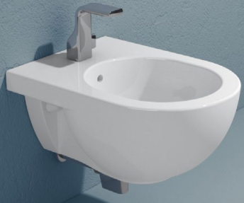 Bidet Sospeso 50x36xh24 Bianco Quick QK218 Ceramiche, vista frontale su sfondo bianco - Ceramica Flaminia