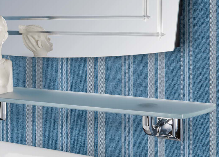 Colombo Portofino Mensola bagno 60 cm in Vetro cromo in bagno completo, vista d'insieme dell'ambiente - Colombo Design