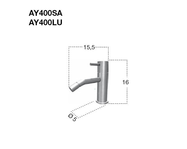 Disegno tecnico con quote di Antonio Lupi Ayati Miscelatore Bidet in Acciaio inox Lucido Cromo Lucido - Antonio Lupi Design