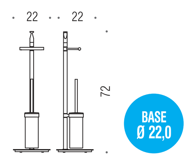 Colombo Planets B9816 Piantana portarotolo con portascopino sospeso in vetro acidato naturale cromo