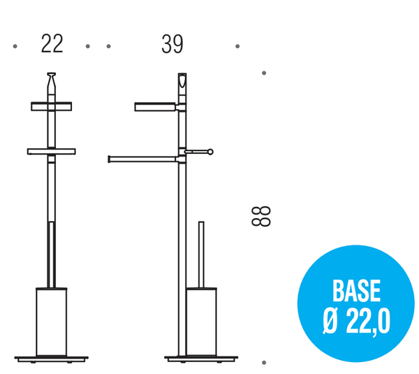 Colombo Planets B9833 piantana portasciugamani portasapone portascopino portarotolo in ottone cromo