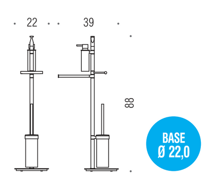 Colombo Planets B9849 Piantana portasciugamani con portarotolo dispenser sapone portascopino sospeso in vetro acidato cromo