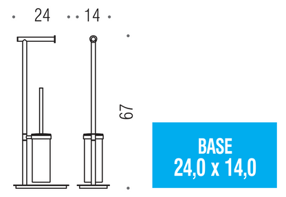 Colombo Square B99040cr Piantana portarotolo portascopino in Vetro Acidato Naturale cromo