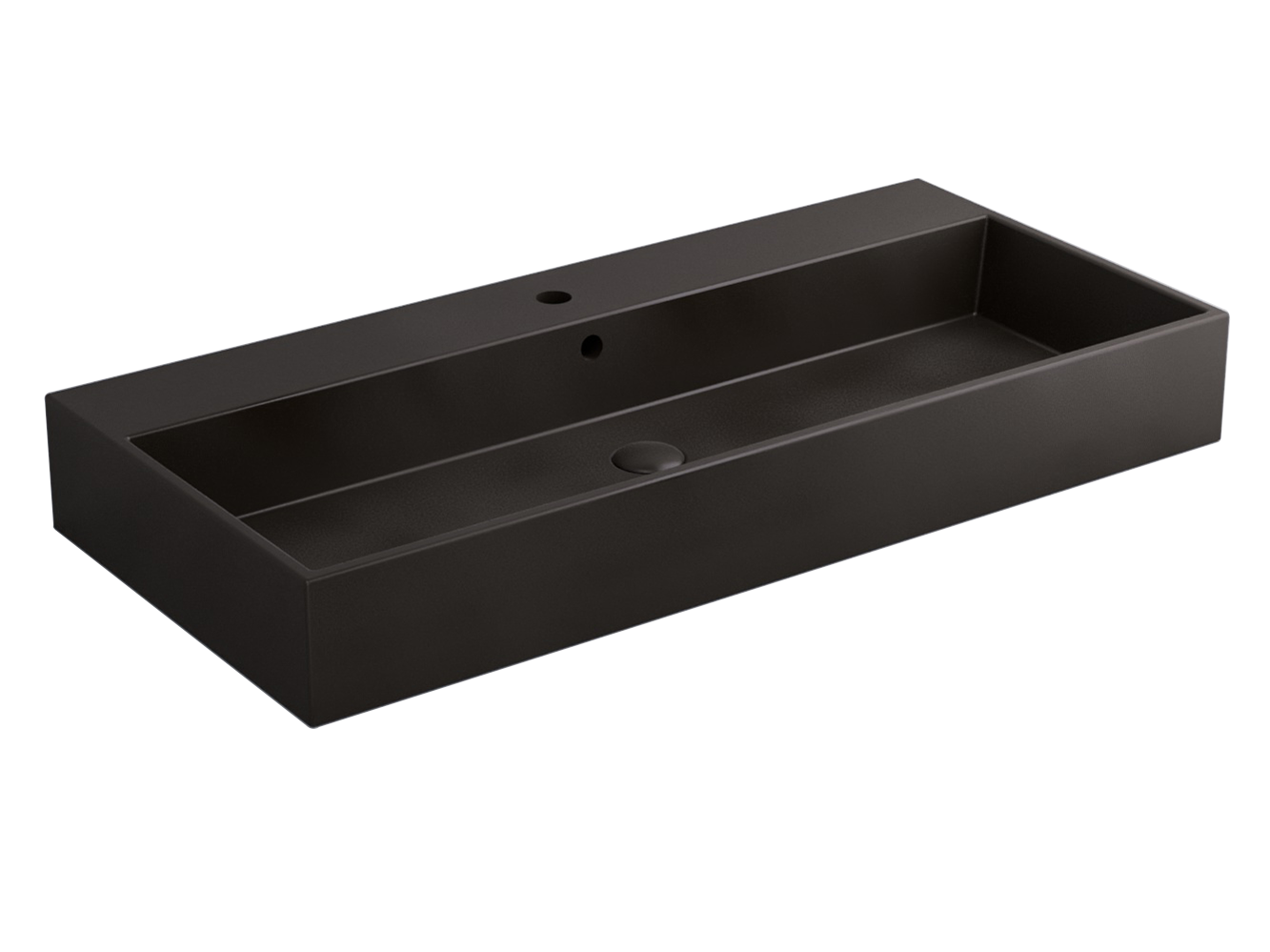 Cielo Smile lavabo 100x46 monoforo rettangolare sospeso o in ceramica ambientato su piano bagno con accessori