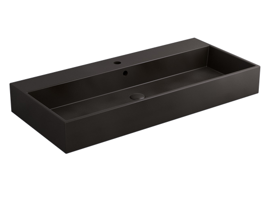 Cielo Smile lavabo 100x46 monoforo rettangolare sospeso o da appoggio con troppo pieno in ceramica lavagna