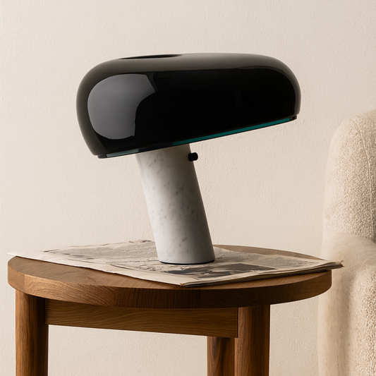 Flos Snoopy Lampada Da Tavolo 37 cm nero con Base In Marmo Di Carrara