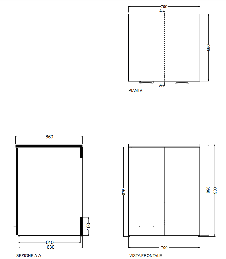 Colavene mobile contenitore lavatrice asciugatrice 70X66, dettaglio della doccetta estraibile