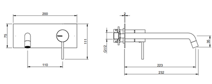 Treemme Up+ miscelatore Lavabo 223 mm senza parte incasso cromo RWIT6BA6CC01