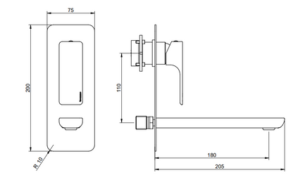Treemme Hask RWIT6AB2CC01 miscelatore monocomando lavabo 180mm senza parte incasso cromo