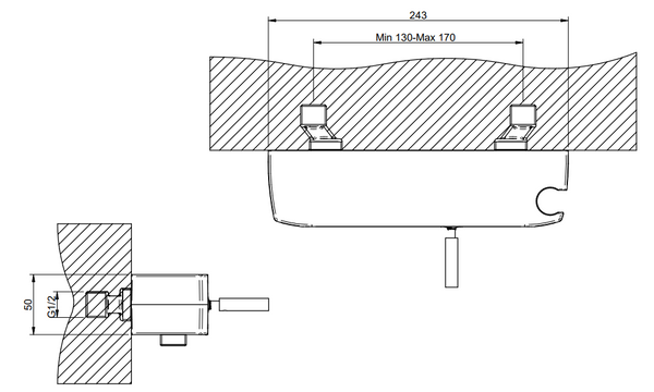 Treemme Arche IT0256CCAHZZ miscelatore monocomando esterno doccia con leva stick e supporto doccetta integrato cromo
