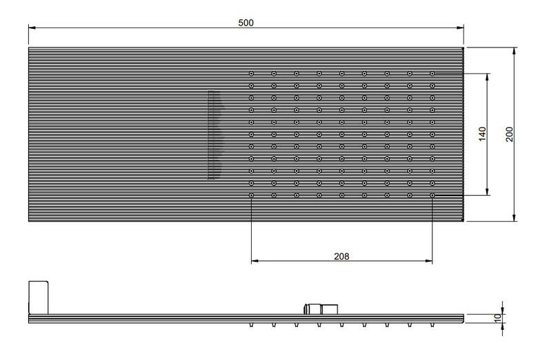 Treemme los ITRTBR376CC soffione doccia 50x20 a parete cromo Cromo Lucido, vista laterale del profilo - Rubinetterie Treemme