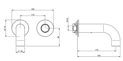 Treemme Watertube RWIT4AC5IS02 miscelatore monocomando lavabo incasso 170mm senza parte incasso inox satinato