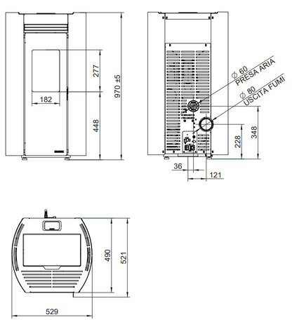 Palazzetti Ecofire Flo 9 Stufa a pellet ad aria in acciaio verniciato bianco 805809821