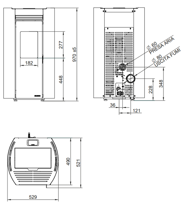 Flo 6 Palazzetti Stufa a pellet ad aria in acciaio verniciato caffellatte Ecofire 805809802