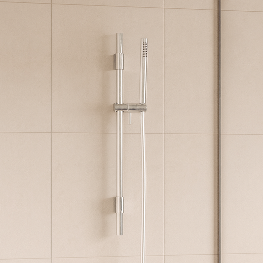 Asta doccia con saliscendi doccetta tonda in ottone e flessibile in pvc cromo