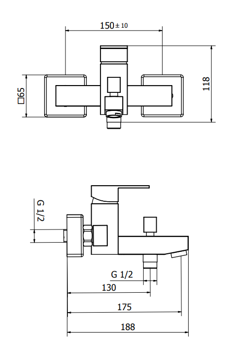 Miscelatore vasca a muro con doccetta cromo PILLAR 9k160 ambientato in box doccia con pareti in vetro - Teorema