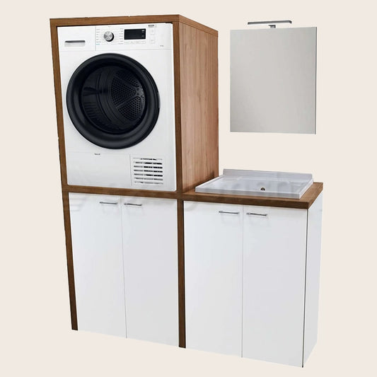 Adele lavanderia mobile per lavatrice e asciugatrice con lavatoio bianco lucido