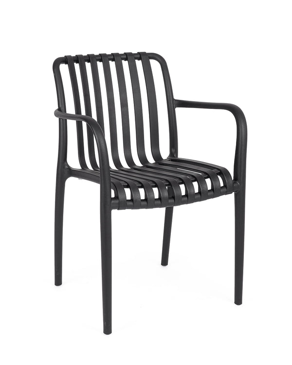 Andrea Bizzotto Billie sedia con braccioli in plastica nera 0650081
