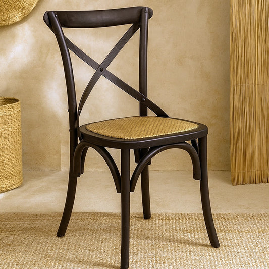 Andrea Bizzotto Cross Country sedia in rattan naturale e legno nero 0743234