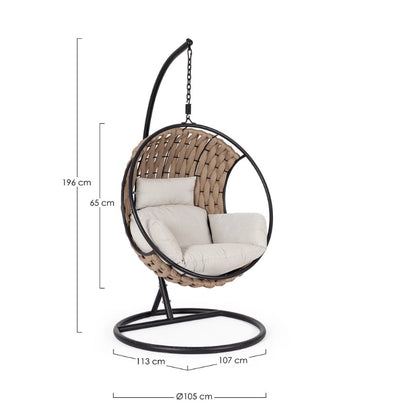 Andrea Bizzotto Galapagos poltrona sospesa da giardino sand Beige, dettaglio ravvicinato dei materiali